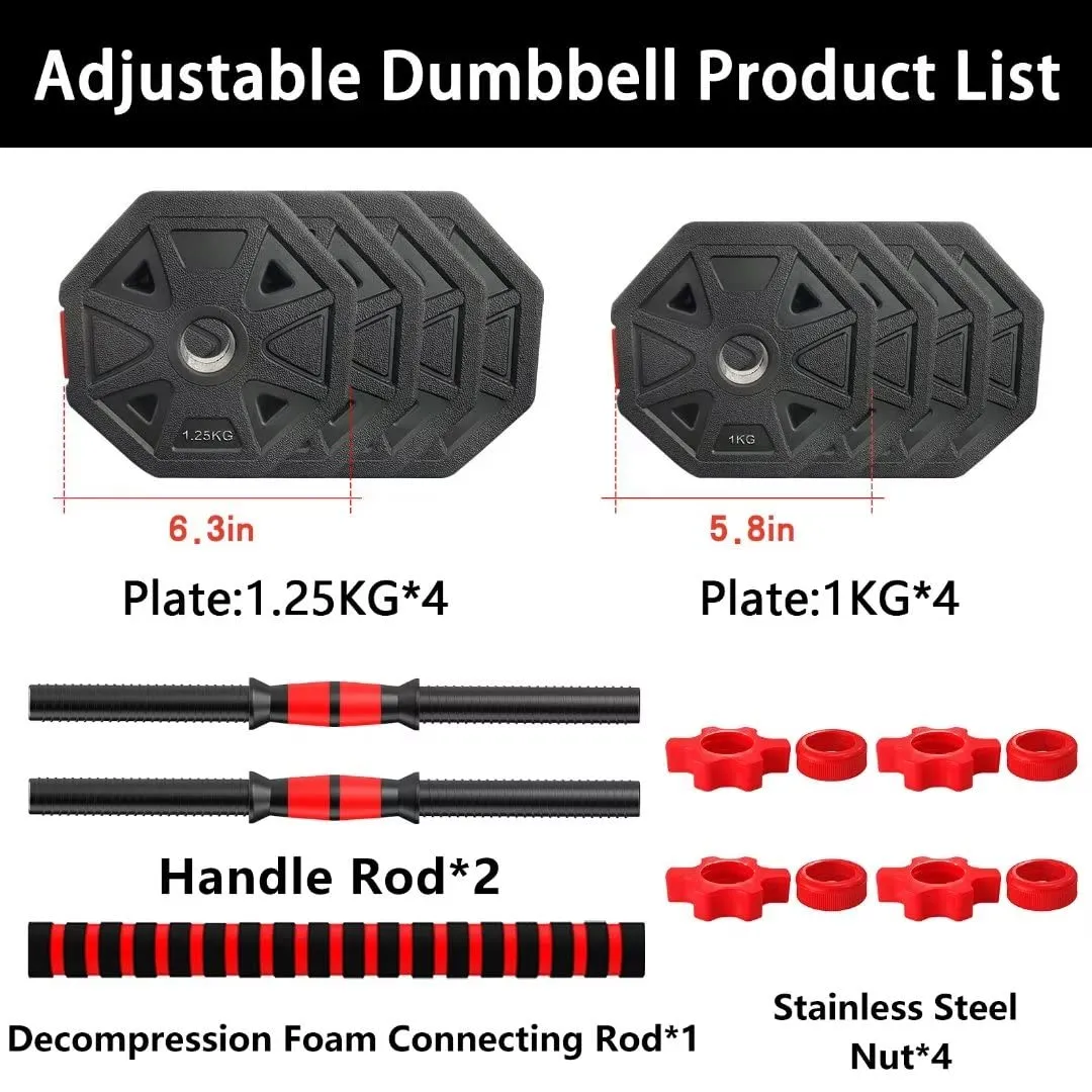 Dumbbell Set of 2, Adjustable Weights Dumbbells Set Pair, Free Weights for Women/Men Workout Equipment Used as Barbell, for Home Gym 20lb (10lb*2)