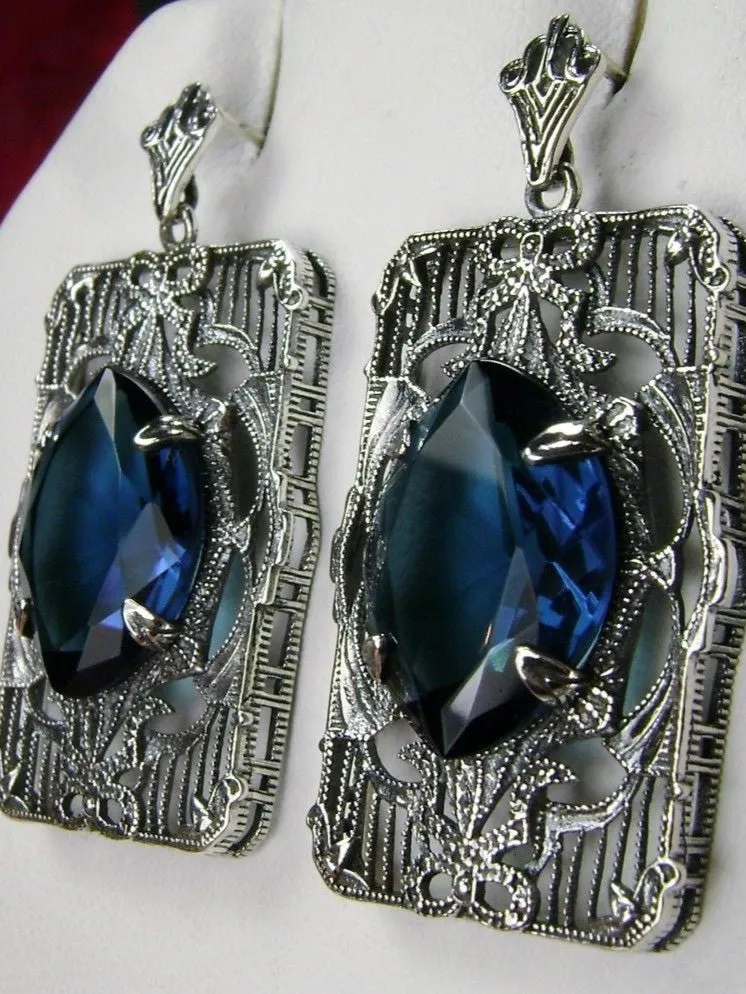 E24, Antoinette Earrings, Marquise Cut Gem, Vintage Filigree Jewelry, E24