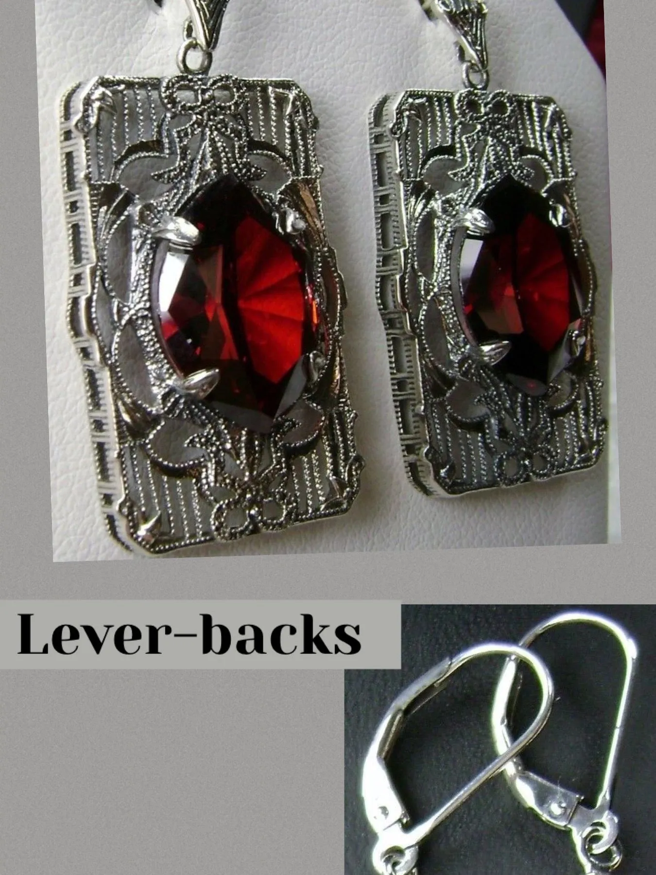 E24, Antoinette Earrings, Marquise Cut Gem, Vintage Filigree Jewelry, E24