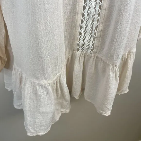 Eberjey Bamboo Sleep Shirt Womens Size L Milkmaid Coquette Night Gown Nightie