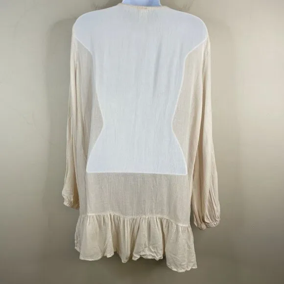 Eberjey Bamboo Sleep Shirt Womens Size L Milkmaid Coquette Night Gown Nightie