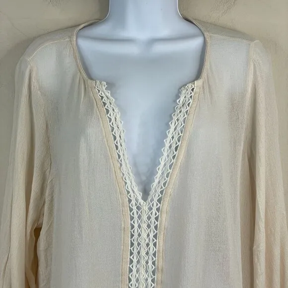 Eberjey Bamboo Sleep Shirt Womens Size L Milkmaid Coquette Night Gown Nightie