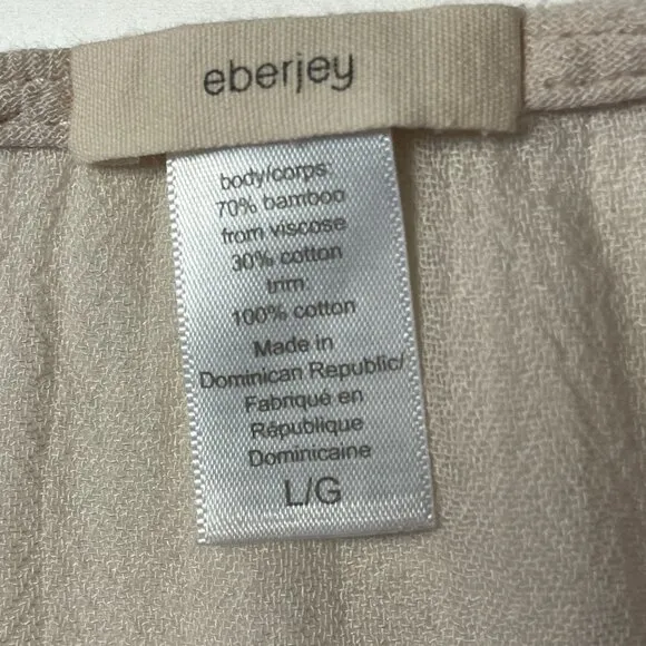 Eberjey Bamboo Sleep Shirt Womens Size L Milkmaid Coquette Night Gown Nightie