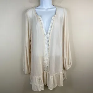 Eberjey Bamboo Sleep Shirt Womens Size L Milkmaid Coquette Night Gown Nightie