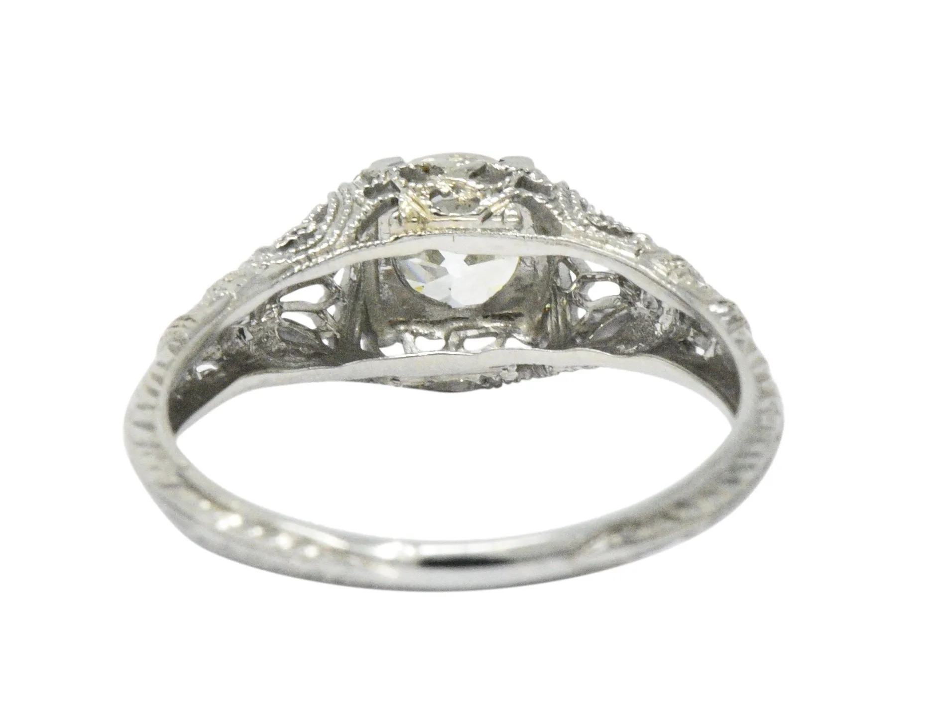 Edwardian 0.89 CTW Diamond & 18K White Gold Engagement Ring, GIA