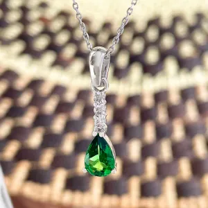 Elegance Defined Diamond Ladder Tsavorite White Gold Pendant