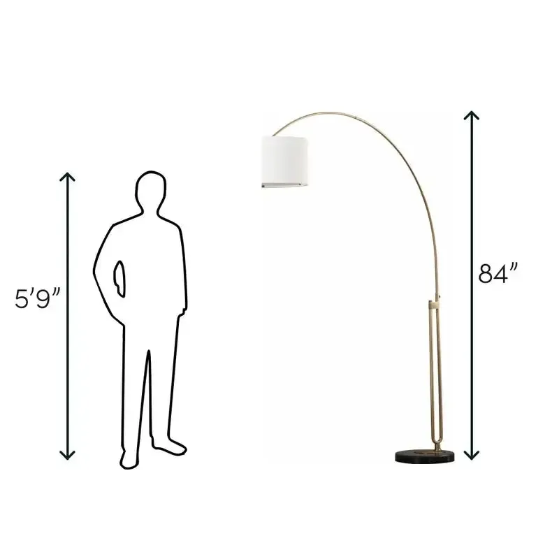 Elegant Joan Arched Floor Lamp with Marble Base