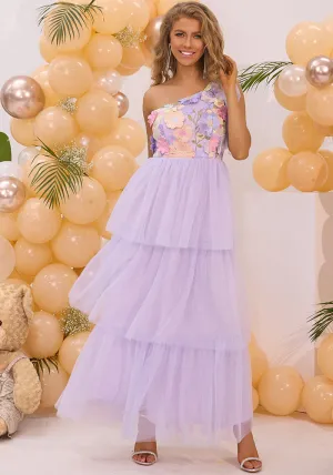 Elegant One-Shoulder Embroidered Long Dress for Stunning Summer Parties