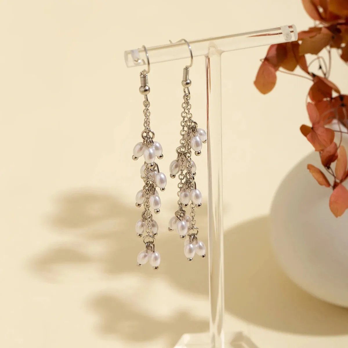 Elegant Vintage Pearl Drop Dangle Earrings