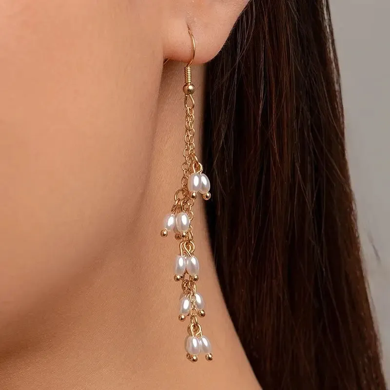 Elegant Vintage Pearl Drop Dangle Earrings