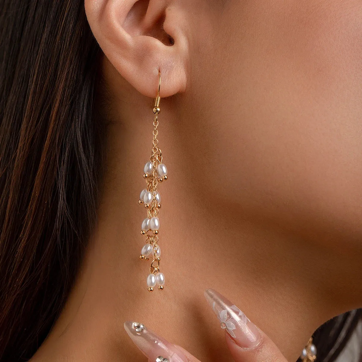 Elegant Vintage Pearl Drop Dangle Earrings