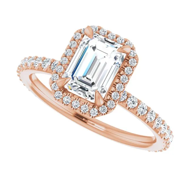 Emerald Cut Diamond Halo Engagement Ring