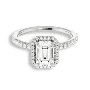 Emerald Cut Diamond Halo Engagement Ring