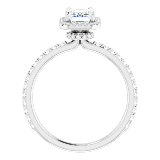 Emerald Cut Diamond Halo Engagement Ring