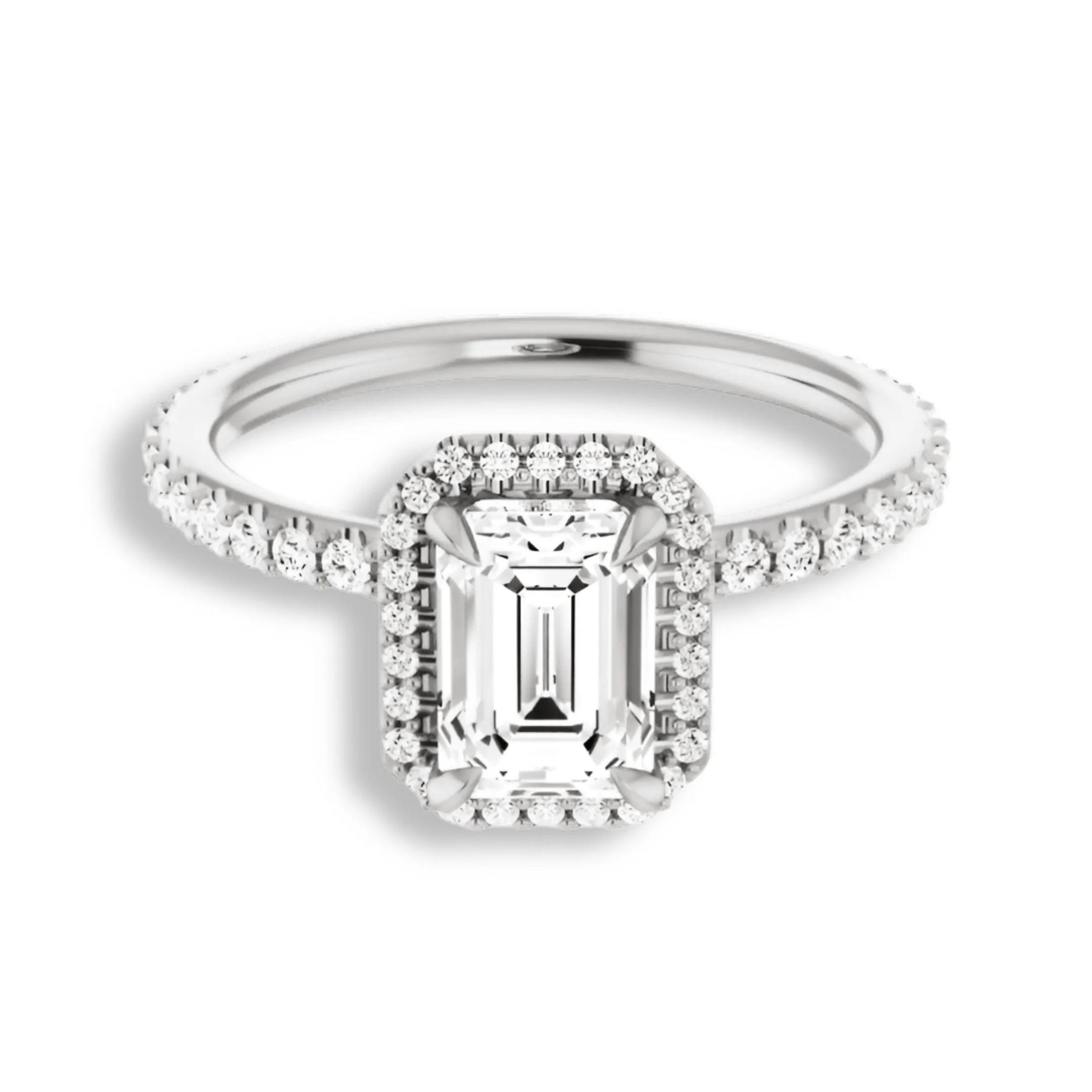 Emerald Cut Diamond Halo Engagement Ring