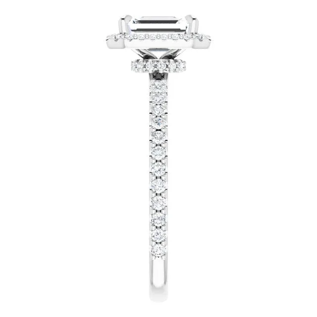 Emerald Cut Diamond Halo Engagement Ring