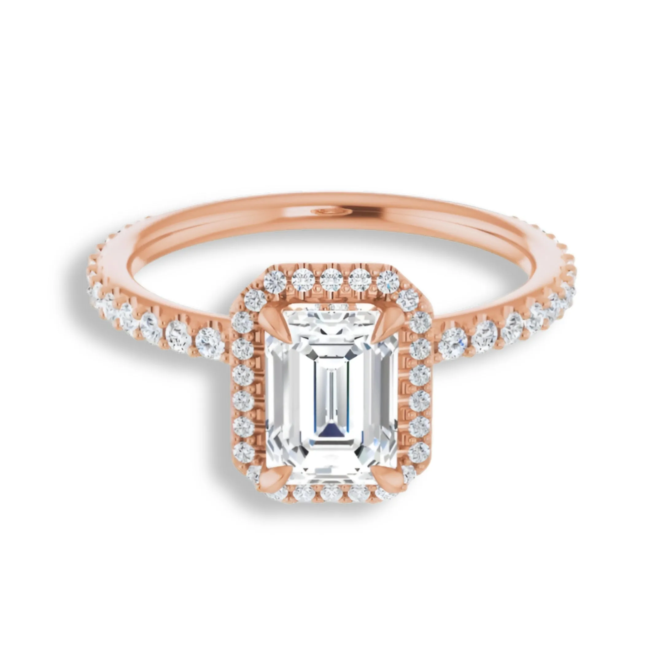 Emerald Cut Diamond Halo Engagement Ring