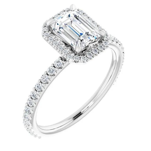 Emerald Cut Diamond Halo Engagement Ring