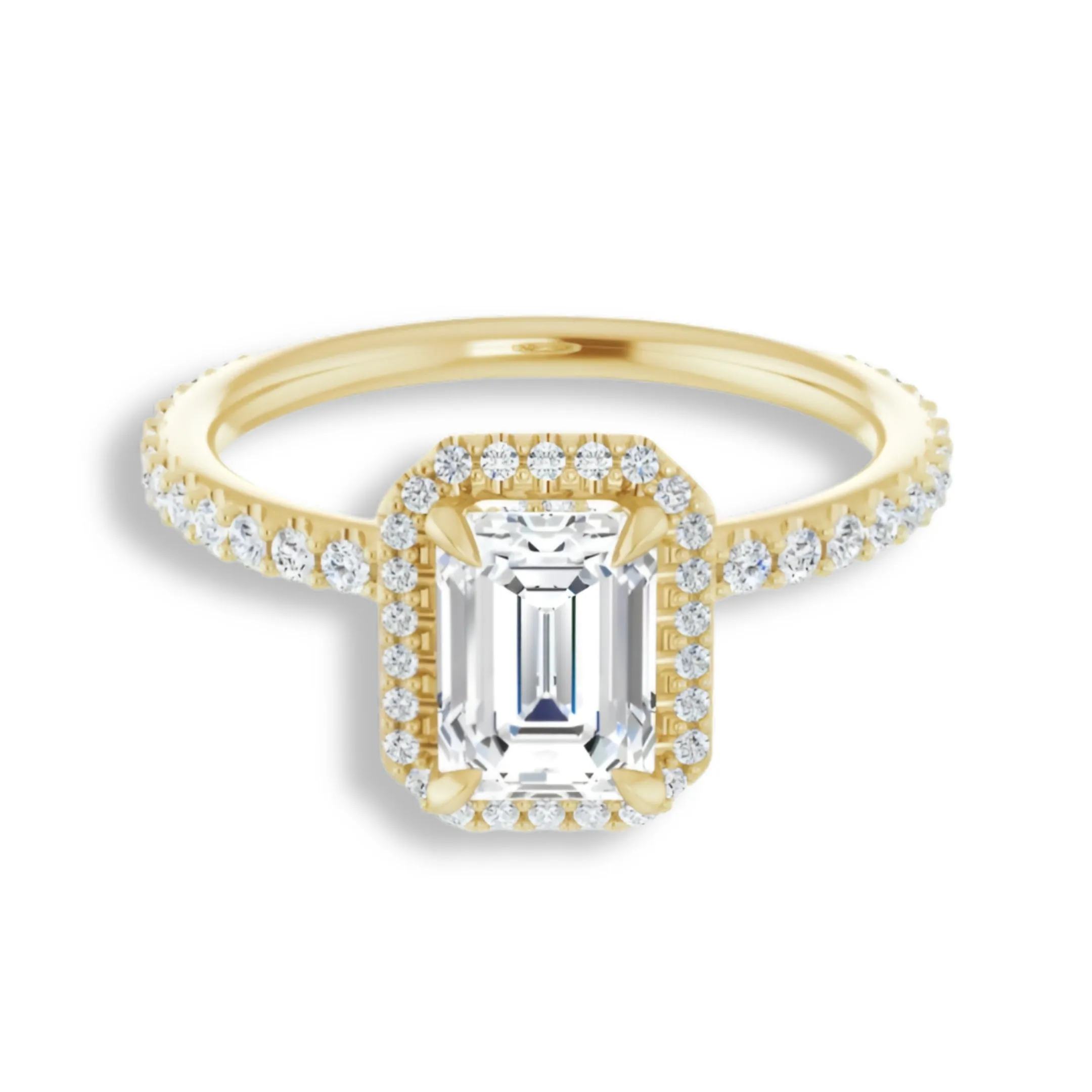 Emerald Cut Diamond Halo Engagement Ring