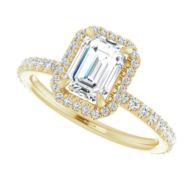 Emerald Cut Diamond Halo Engagement Ring
