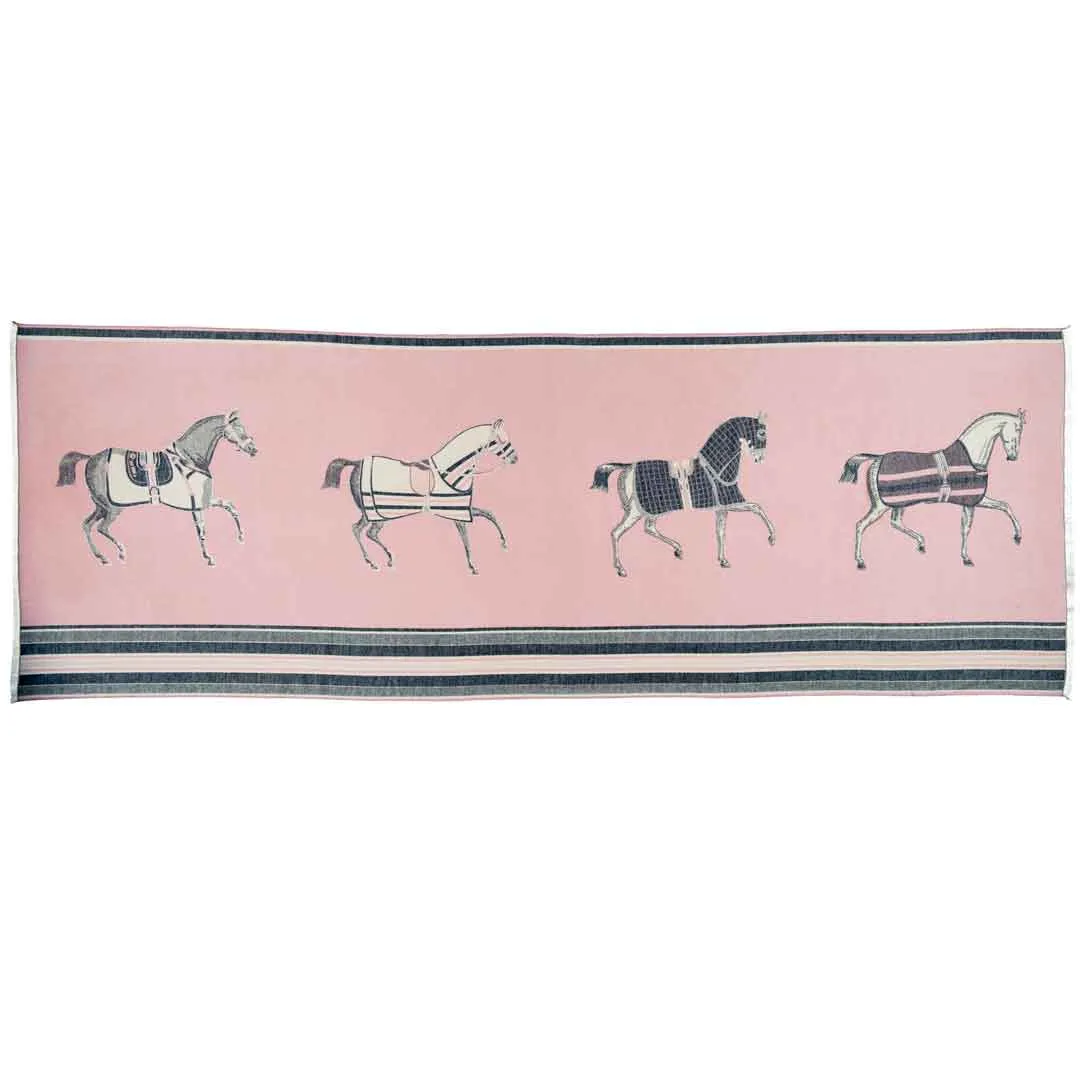 Equus -  Blush Pink Equestrian Motif Luxe Shawl