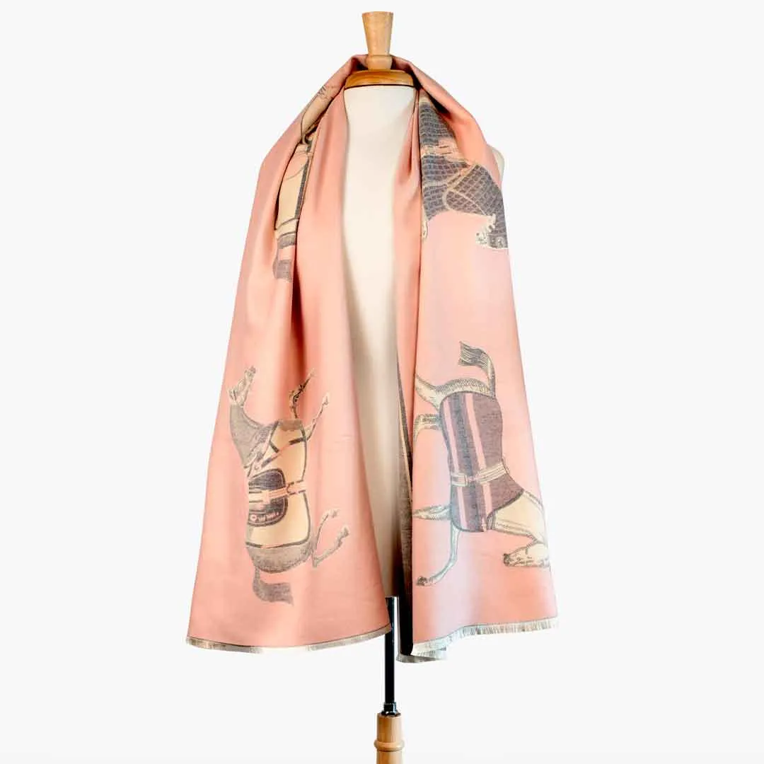 Equus -  Blush Pink Equestrian Motif Luxe Shawl