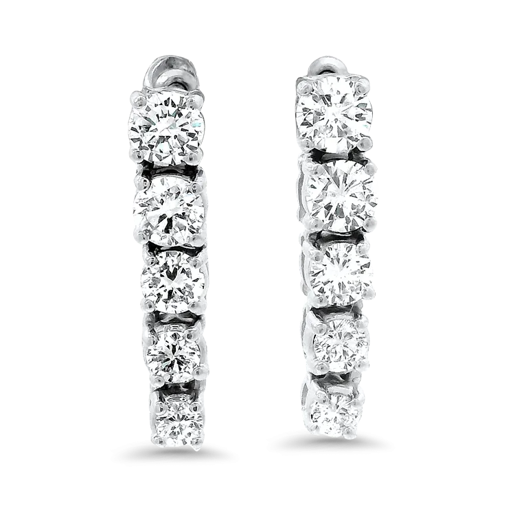 Estate 14k White Gold Graduated Diamond Dangle Earrings