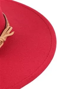 Fashion Brim Hat With Braided Leather Strap Burgundy - Pack of 6