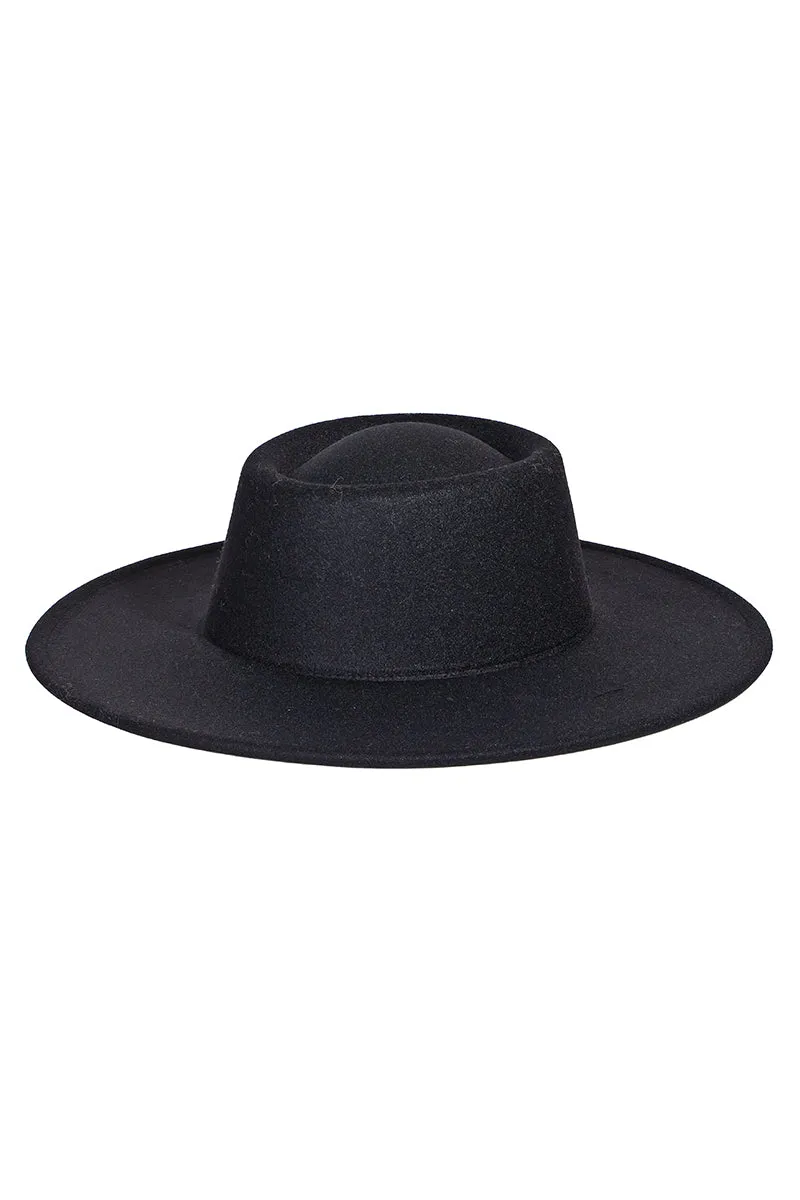 Fashion Felt Flat Wide Brim Hat (Assorted Colors)