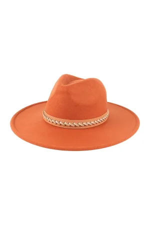 Felt Fashion Brim Hat with Leather Braided Camel - Pack of 6