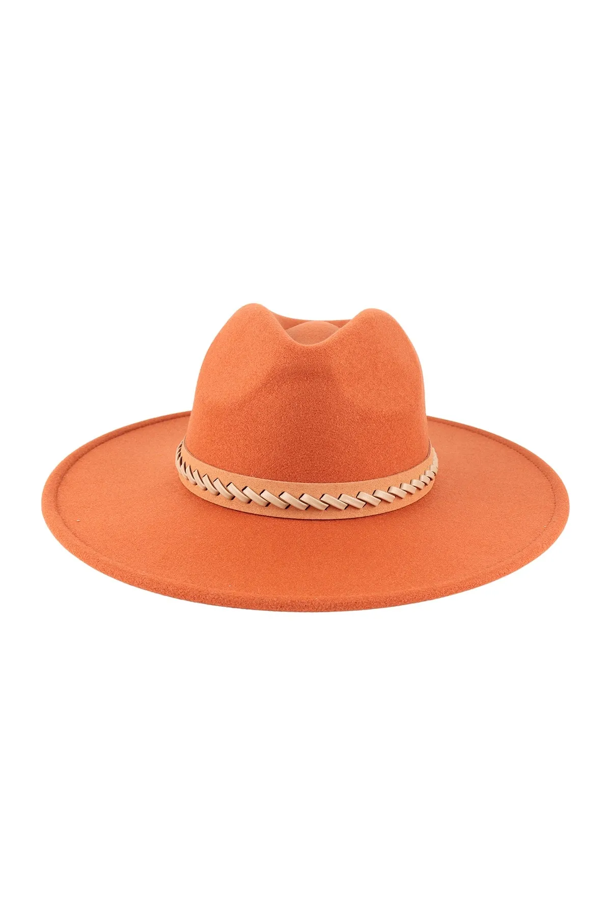 Felt Fashion Brim Hat with Leather Braided Camel - Pack of 6