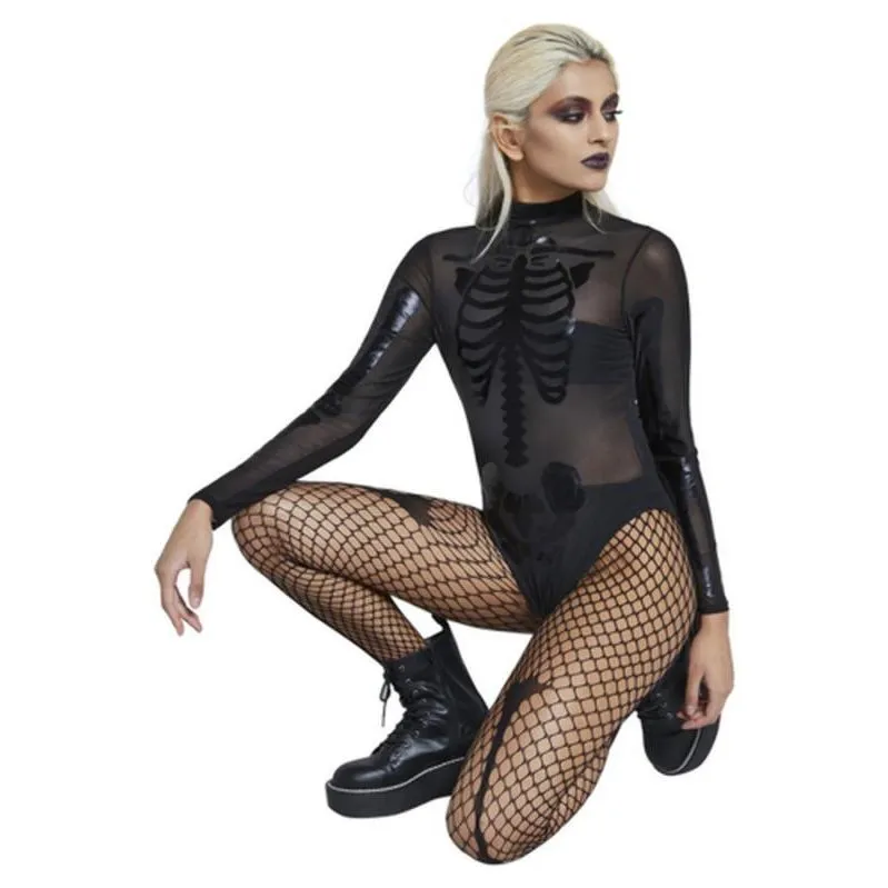 Fever Sheer Skeleton Costume, Black