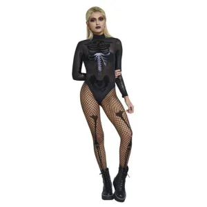 Fever Sheer Skeleton Costume, Black