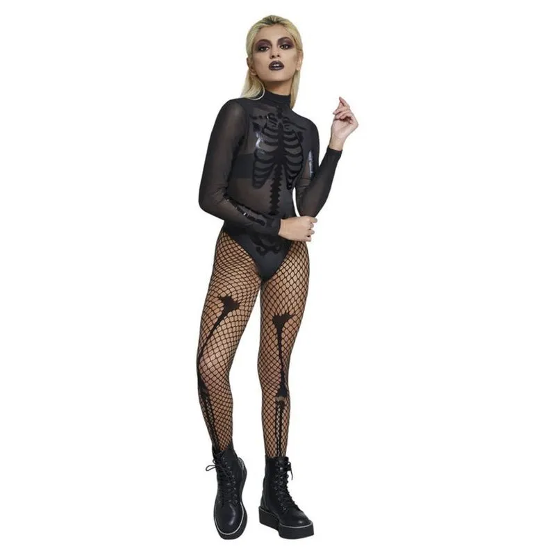 Fever Sheer Skeleton Costume, Black