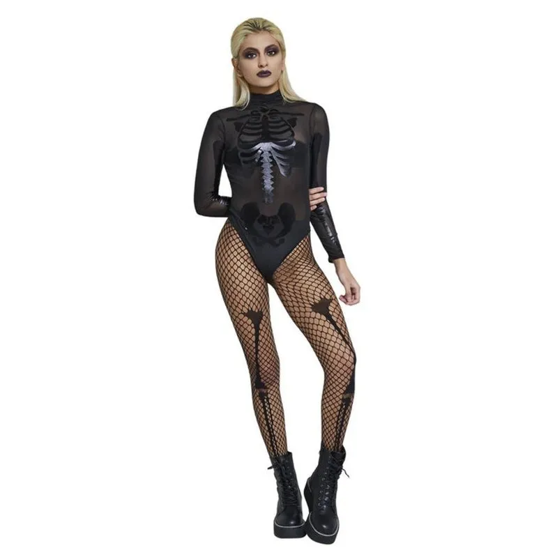 Fever Sheer Skeleton Costume, Black