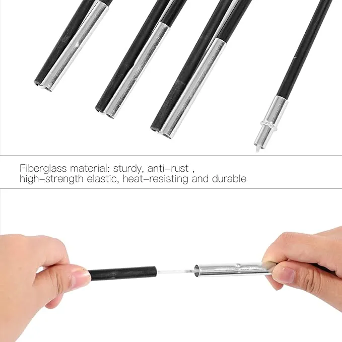 Fiberglass Tent Poles 3.96M, 2 Pieces Universal Fiber Glass Tent Rod Tarp Poles for Awnings, Portable Lightweight Replacement Poles for Camping, Hiking Accessories