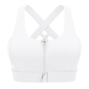 Filhot™ Cross Back Wirefree Sports Bra With Zipper Up to 2XL