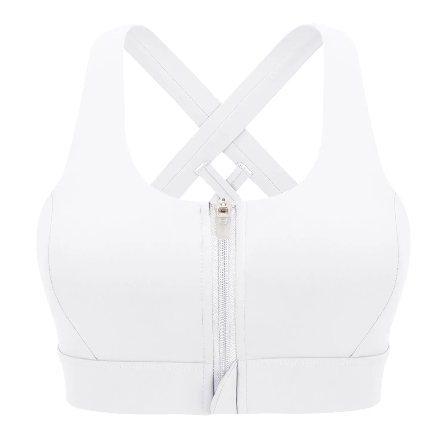 Filhot™ Cross Back Wirefree Sports Bra With Zipper Up to 2XL