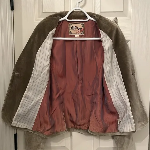 Fillmore Studio Vintage Women’s Tan Velvet 1 Button Blazer Sz Medium Boho Retro