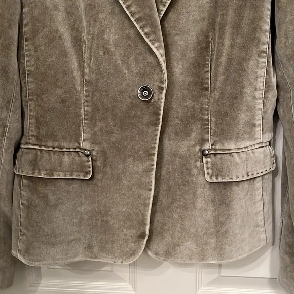 Fillmore Studio Vintage Women’s Tan Velvet 1 Button Blazer Sz Medium Boho Retro