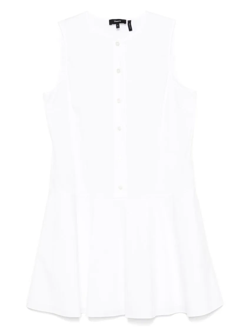 Flared White Linen Blend Mini Dress