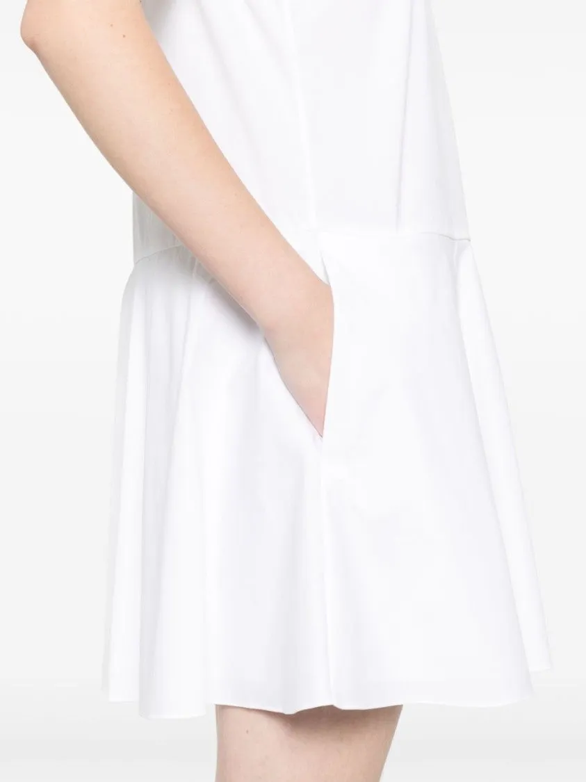 Flared White Linen Blend Mini Dress