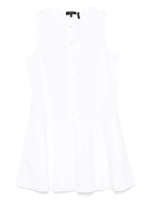 Flared White Linen Blend Mini Dress