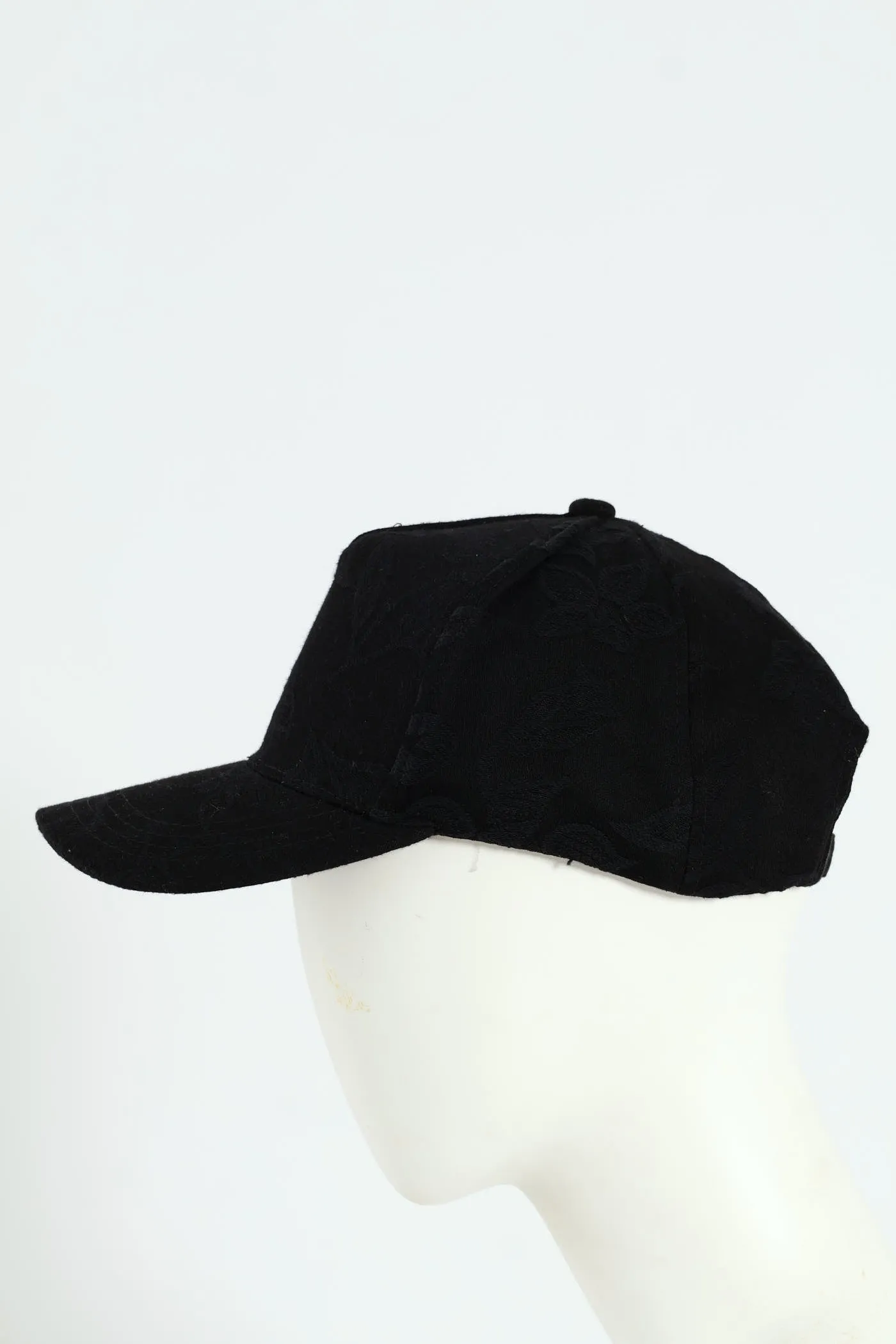 Floral Jaquard Peak Cap - Black