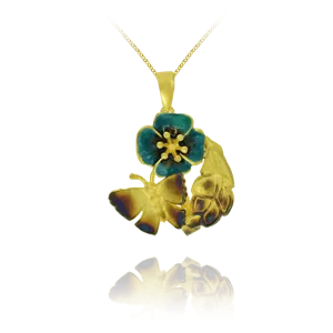 Flower and Butterfly Spring Bouquet Pendant