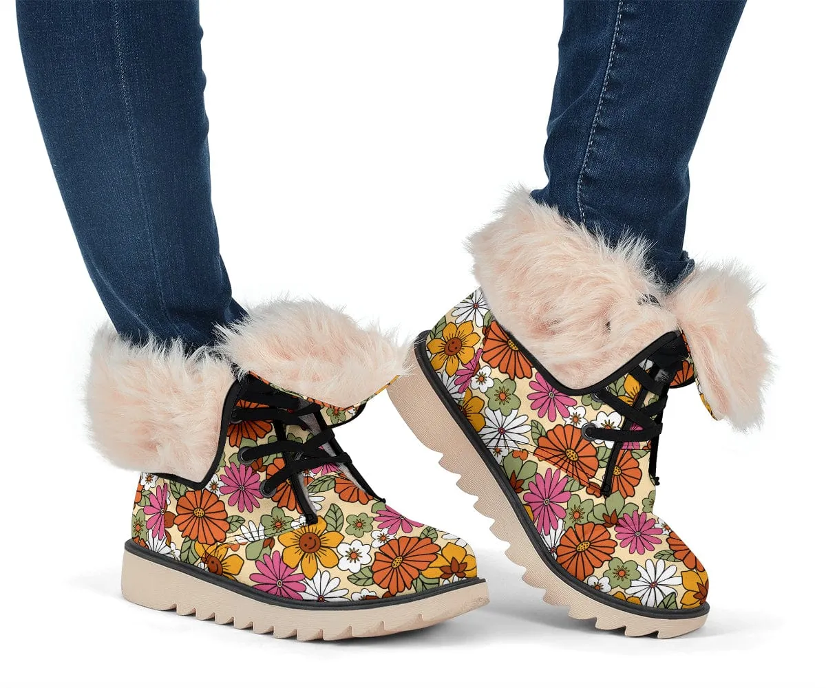 Flower Power Suede Snow Boots
