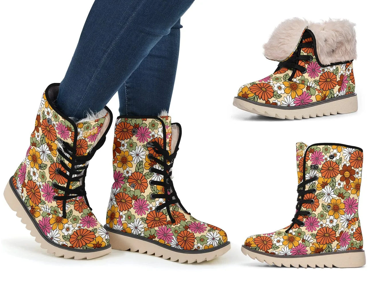 Flower Power Suede Snow Boots