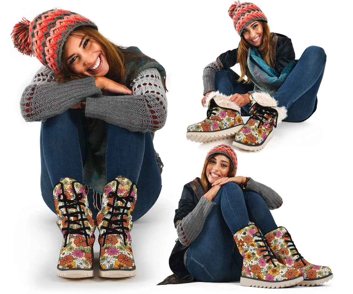 Flower Power Suede Snow Boots