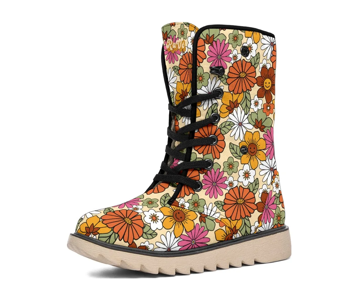 Flower Power Suede Snow Boots
