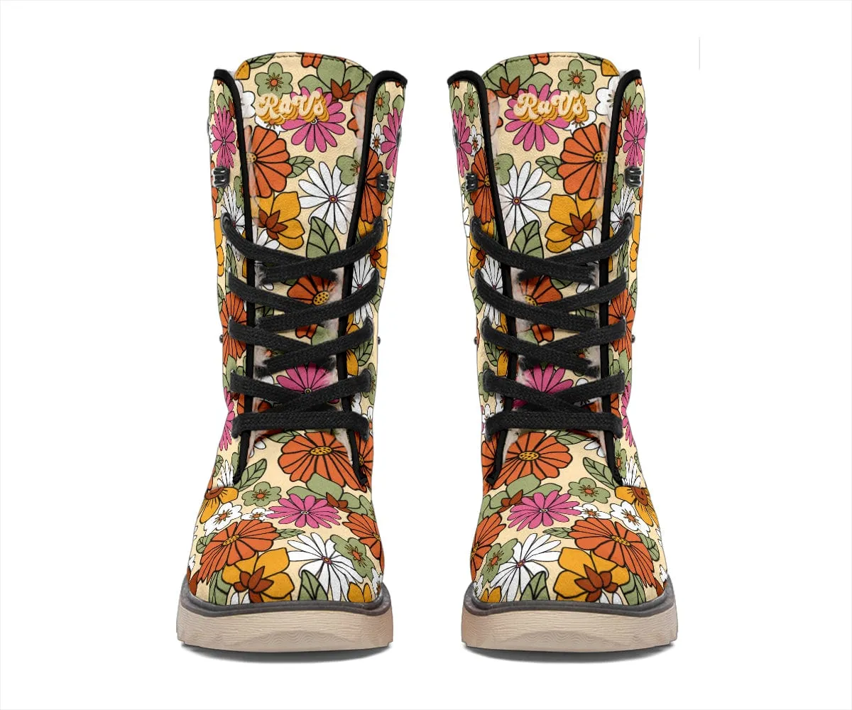 Flower Power Suede Snow Boots
